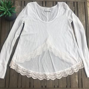 Abercrombie & Fitch Waffle Shirt Lace Trim - M